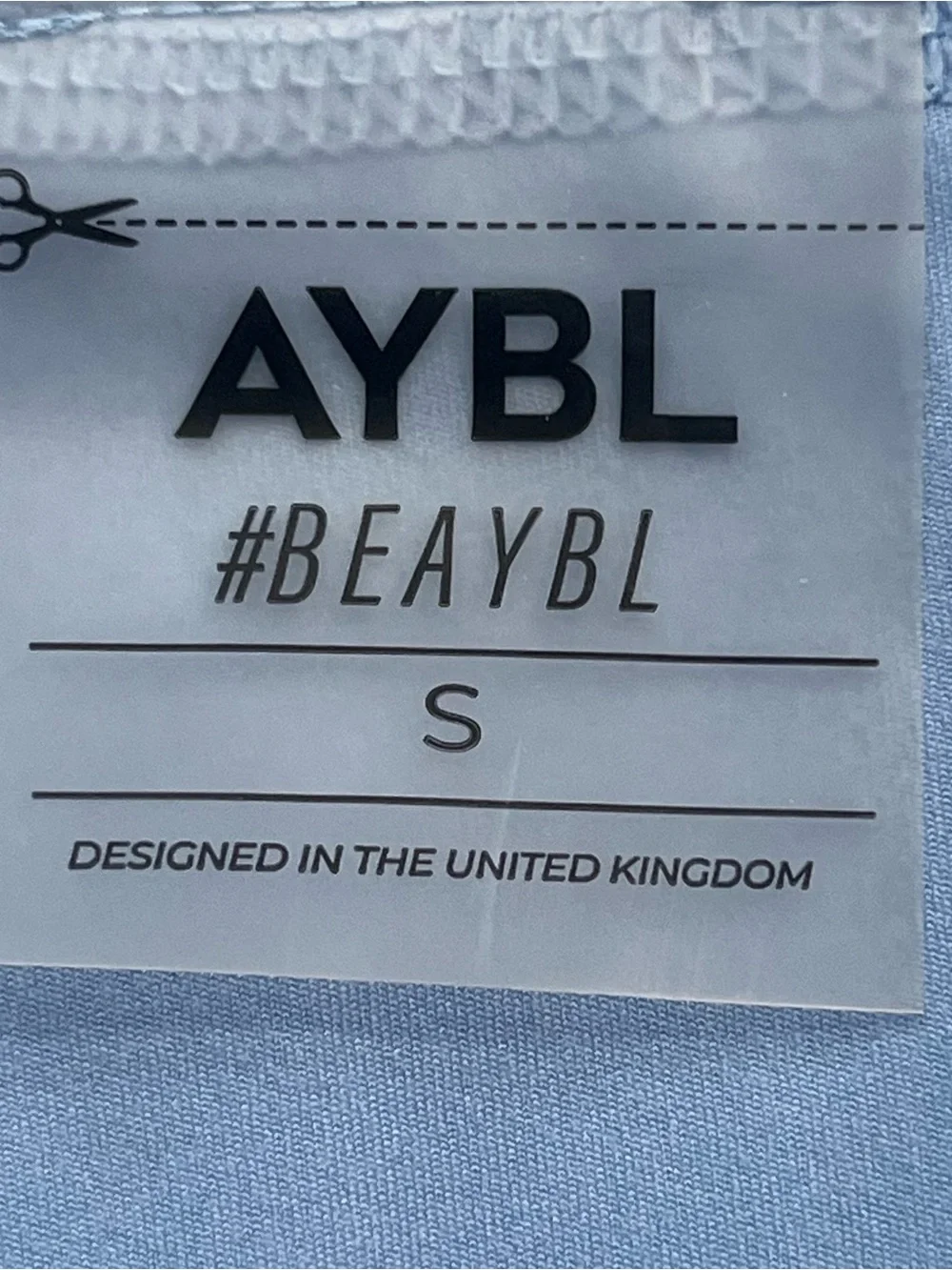 AYBL Sky Blue Performance Bra & High-Waist Shorts Set. Size Small